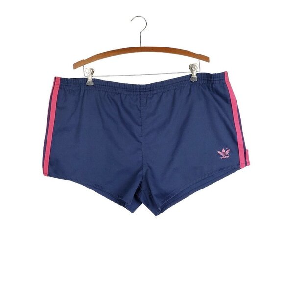 Adidas Vintage 1980s Running Shorts Made in USA Blue Red Trefoil Size XL - Picture 1 of 13